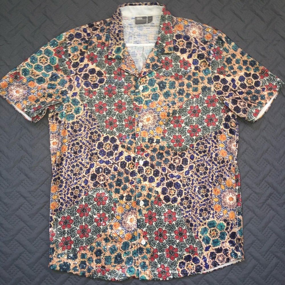ASOS sequin short sleeve shirt